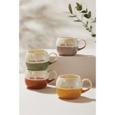 Image of Coffe Mug Set of 4 Slogan Hug Novelty Mugs