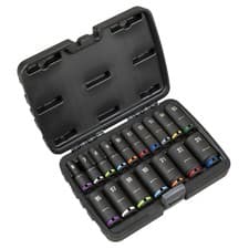 Image of Sealey AK68219 Deep Impact Socket Set 3/8”Sq Drive 17pc