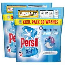 Image of Persil Non Bio Wash Pods Laundry Detergent Washing Tablet Pack 2 x 58 Capsules