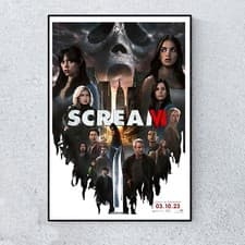 Image of Scream VI 6 Scary Movie Ghostface Knife Film Halloween A4 Poster Wall Art