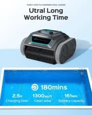 Image of Robot Swimming Pool Cleaner Cordless App Control Rechargeable Battery 6400mAh