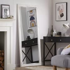 Image of Leaner Mirror Highbury Rectangular with Antique White Frame- H 165cm x L 74cm