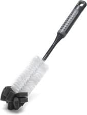 Image of Addis ComfiGrip Long Handled Bottle Brush with Sponge Scrub, Metallic Graphite,
