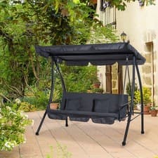 Image of 2-in-1 Swing Chair 3 Seater Hammock Cushion Bed Tilt Canopy Garden