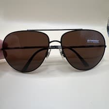Image of Burberry B3055 1001/73 Pilot Sunglasses Black Frame Brown Lens Nova Check Arms