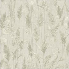 Image of Neutral Meadow Grasses Green Vinyl Wallpaper Botanical Leaf Trail Decor