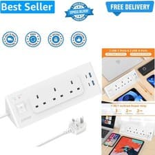 Image of Extension Lead with 4 USB 2 USB C, 3 Way Plug Extension Power Board with Swit...