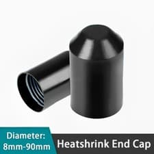 Image of 2:1 Heatshrink End Cap Adhesive/Glue Lined Black Heat Shrink End Cap Ø 8mm-90mm