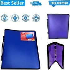 Image of A4 Plus Zipper Binder Business Conference Ring Binder Portfolio Blue