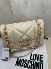 Image of Love Moschino Cream Quilted Shoulder bag with tags RRP £235