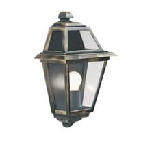Image of Black & Gold Outdoor Traditional Half Lantern Flush Wall Light IP44
