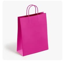 Image of 150x FUCHSIA PAPER BAGS GIFT BAGS WITH Handles 24 + 11 x 31 cm