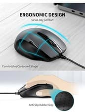 Image of TECKNET USB Wired Mouse, 6400 DPI Mice 4 Adjustable DPI with 6-Button Corded