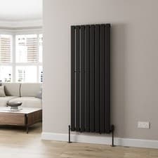 Image of 1600x605mm Designer Radiator Vertical Black Flat Panel Rads Single Panel
