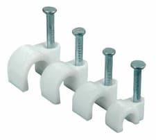 Image of Round White Cable Clips 6/7/8/10 mm Wire Clips Pack of 100 With Tac Nails UK!!