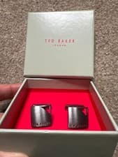 Image of Ted Baker Cufflinks - Brand New Boxed - Gunmetal Square Curve Corner Curvin NEW!
