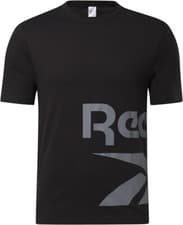 Image of REEBOK SIDE VECTOR GRAPHIC SPORTS COTTON JERSEY CLASSIC BLACK T TEE SHIRT NEW L