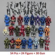 Image of New 54Pcs (24 Figures +30 Gun) HALO Mega Bloks CONSTRUX Unsc Elite SPARTAN Toys