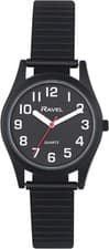 Image of MEN'S  Super BOLD  Easy Read Soft Black Expandable Bracelet Strap Watch R225.33