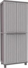Image of Grey Tall Plastic Cupboard Storage Outdoor Garden Shelves Utility Box Cabinet