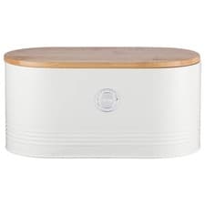 Image of 100% Genuine! TYPHOON Living Bread Bin with Bamboo Lid Cream! RRP $92.95!