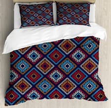 Image of Aztec Duvet Cover Set Folk Motifs in Vivid Colors