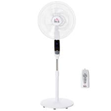 Image of HOMCOM 16" Oscillation Cooling Fan with Remote Adjustable Height Black White