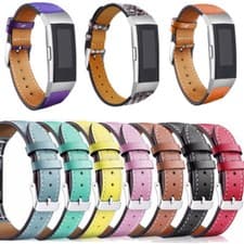 Image of Replacement Leather Buckle Wristband Strap Watch Band for Fitbit Charge6 2 3 4 5