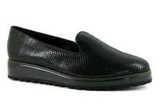 Image of Moda in Pelle Ameldi Womens UK 3 EU 36 Black Snakeskin Low Wedge Slip On Shoes