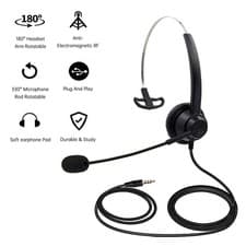 Image of 3.5mm Wired Computer Headset With Microphone Office Call Center Single-Sided