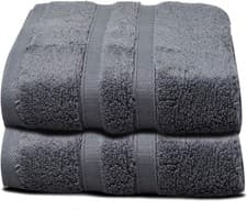 Image of Grey Hand Towels Pack 100% Cotton Zero Twist Super Soft 600GSM Towels Set Of 2