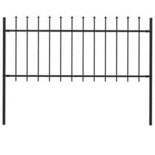 Image of Garden Fence with Spear  Steel 1.7x0.8 m Black M9T0