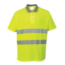Image of Portwest Hi-Vis Cotton Comfort Polo Shirt Short Sleeve Reflective S171