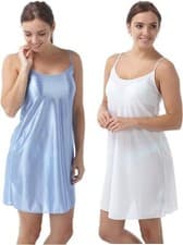 Image of 2 Pack Ladies Satin Chemise - Shimmer Ivory & Lavender Sizes 8 - 14 - CLEARANCE
