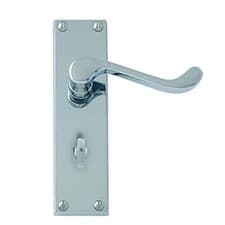 Image of UAP Door Handle Victorian Heavy Scroll Lever Bathroom Lock Chrome Plated