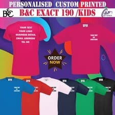 Image of Personalised Custom B&C Exact 190 Kids Classic T-Shirt Premium Quality