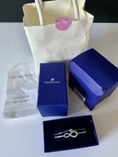Image of Swarovski Infinity Bangle. Rhodium Plated. White Crystal. Genuine -5520584. New