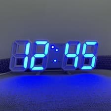 Image of Modern Digital 3D LED Wall Clock Alarm Clock Snooze 12/24 Hour Display USB