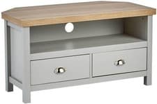 Image of Home Source Corner TV Stand Entertainment Cabinet Television Unit, Oak Effect, G