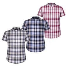 Image of Fitzgerald Mens Big King Size Short Sleeve Collar Check Button Down Casual Shirt