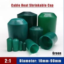 Image of 10-90mm Green Heat Shrink End Caps 2:1 Adhesive Glue Lined Cable Insulation Seal