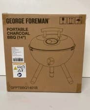 Image of GEORGE FOREMAN PORTABLE COMPACT CHARCOAL BBQ 34CM 14" BLACK