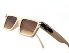 Image of Sunglasses White Frame Black Lens Square Shades Beach Wear UV400 Classic Glasses