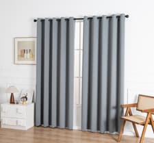 Image of Semi Blackout Thermal Curtains Self Lined Ring Top Eyelet Genoa Grey Pink