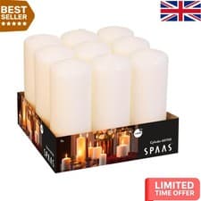 Image of Luxury Unscented Pillar Candle Tray - 9 Ivory Candles, 60/150mm for 45 Hours
