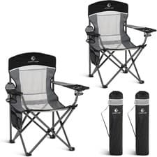 Image of ALPHA CAMP Camping Chairs Set of 2 Folding Camping Chairs with Cup Holder
