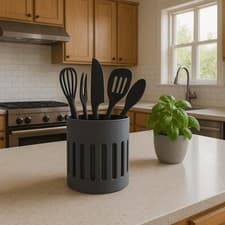 Image of Modern Black Kitchen Utensil Holder – Sleek Countertop Jar for Cooking Utensils