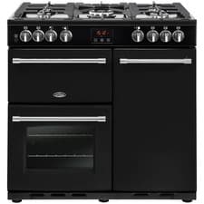 Image of BELLING 444444121 Farmhouse 90DFT Dual Fuel Range Cooker Black/Chrome RRP £1499!