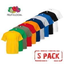 Image of 5 PACK MEN'S FRUIT OF THE LOOM PLAIN 100% COTTON BLANK T SHIRT TEE'S T-SHIRT NEW