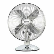 Image of 12" Chrome Desk Fan 3 Speed Oscillating Portable Quiet Cooling 40W